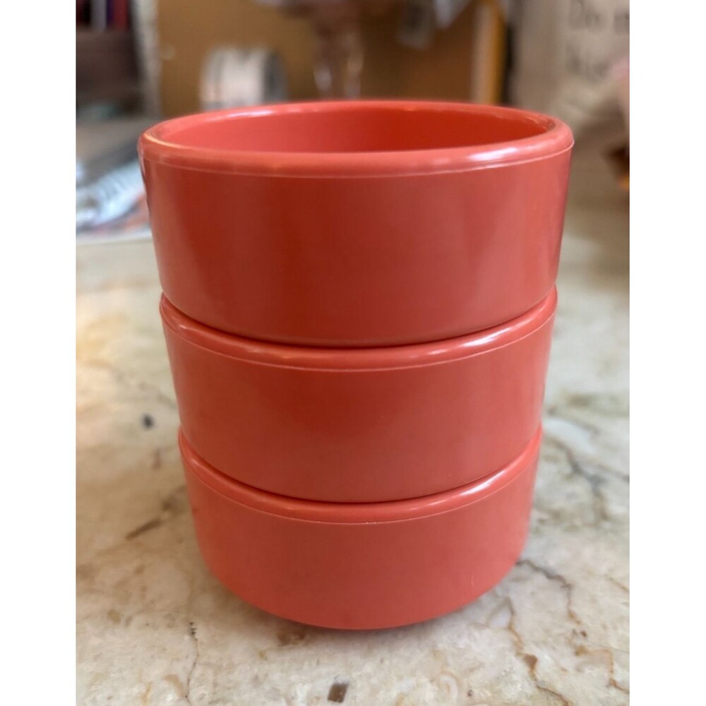 3 Vintage Gessner Products Co. Coral Ramekins #0372 Melamine 2 oz Made In USA